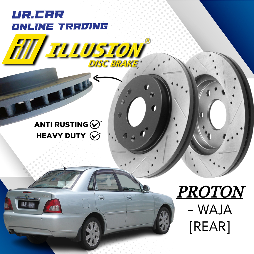 ILLUSION PROTON WAJA 1.6 SPORT DISC BRAKE ROTOR & BREMBO BRAKE PAD REAR (BELAKANG) ANTI RUSTING