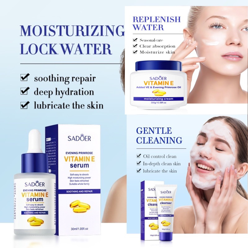 Sadoer Presented Vitamin E 3in1 (serum)(cream)(face wash)Ready Stock