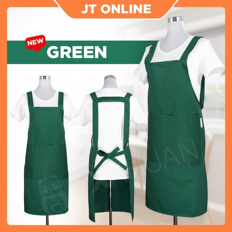 COTTON KITCHEN APRON HANG SHOULDER+BACK BAND+2 POCKET / 棉制厨房围裙挂肩+背带+口袋 ...