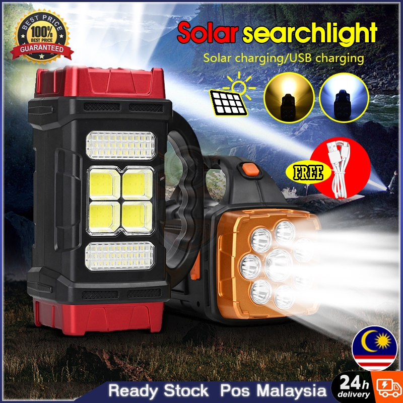 Solar Work Lamp COB Emergency Flashlight Outdoor Portable LED Hiking ...