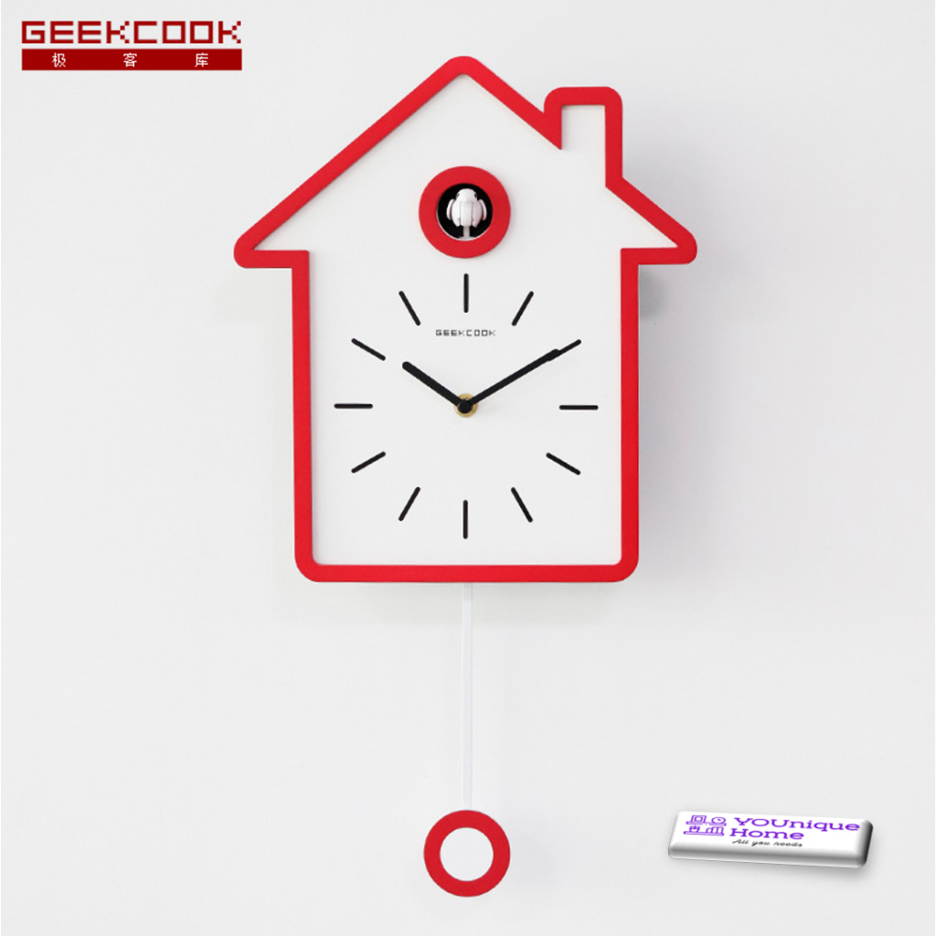 Modern Cuckoo Wall Clock Bird House Natural Voice Call Minimalist ...