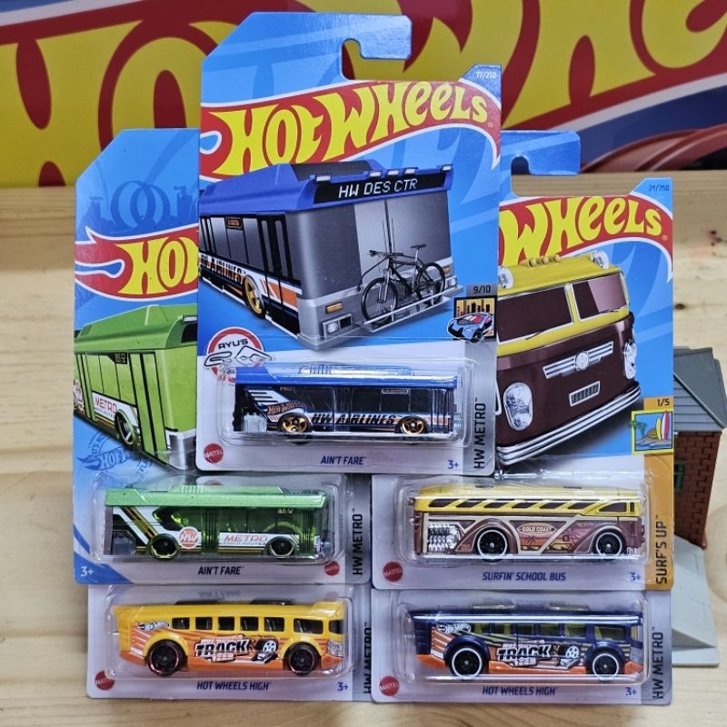 HOT WHEELS SURFIN SCHOOL BUS, AIN'T FARE HIGH HW METRO BAS Shopee