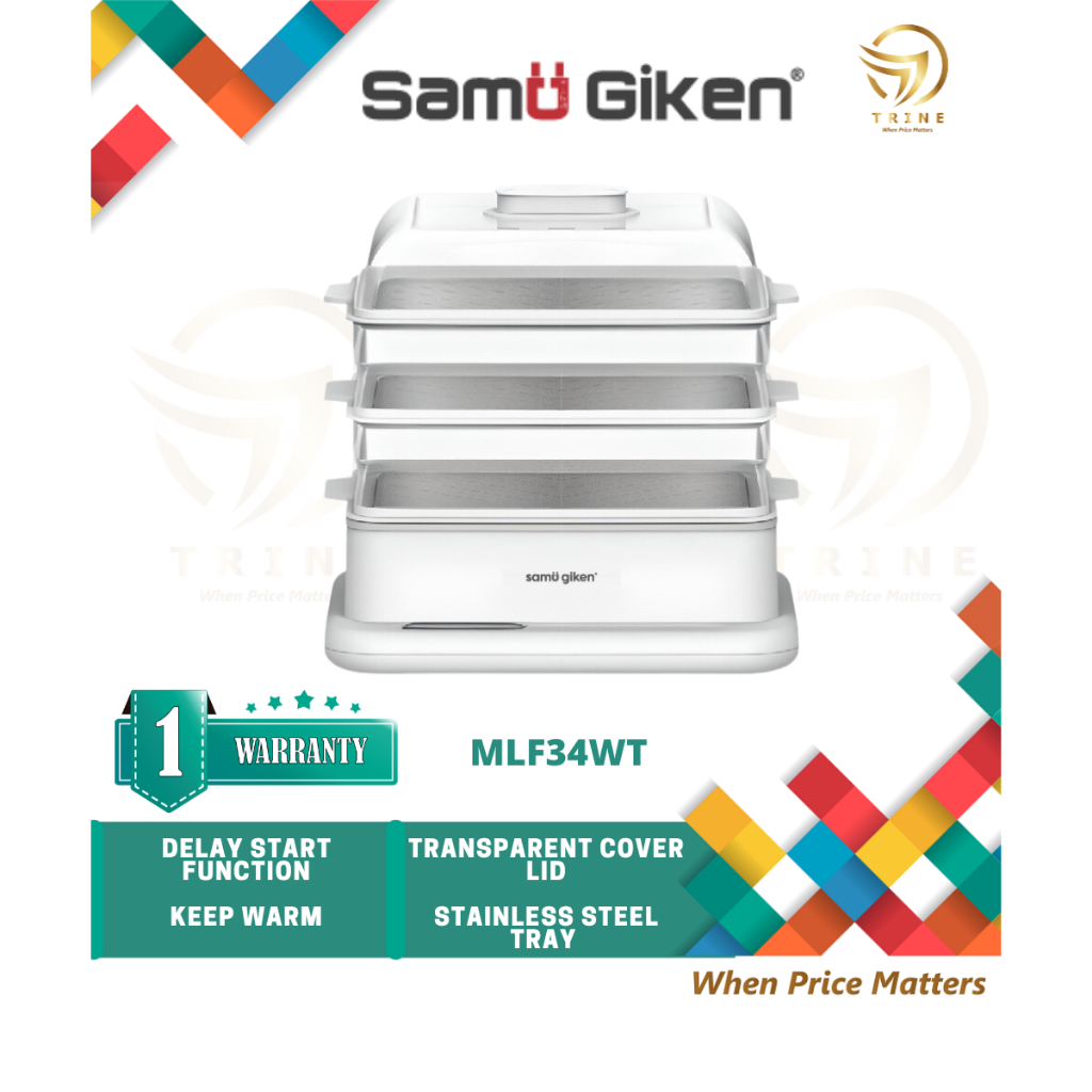 Samu Giken Multi Layers Food Steamer, 34L, 3 Layers, Model MLS34WT