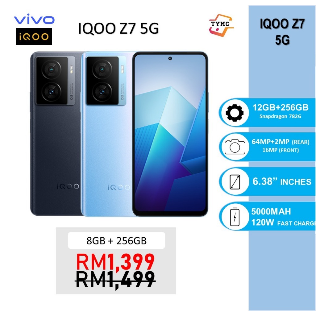 Vivo IQOO Z7 5G | 120W FlashCharge | Snapdragon 782G| 12/8GB+8GB ...