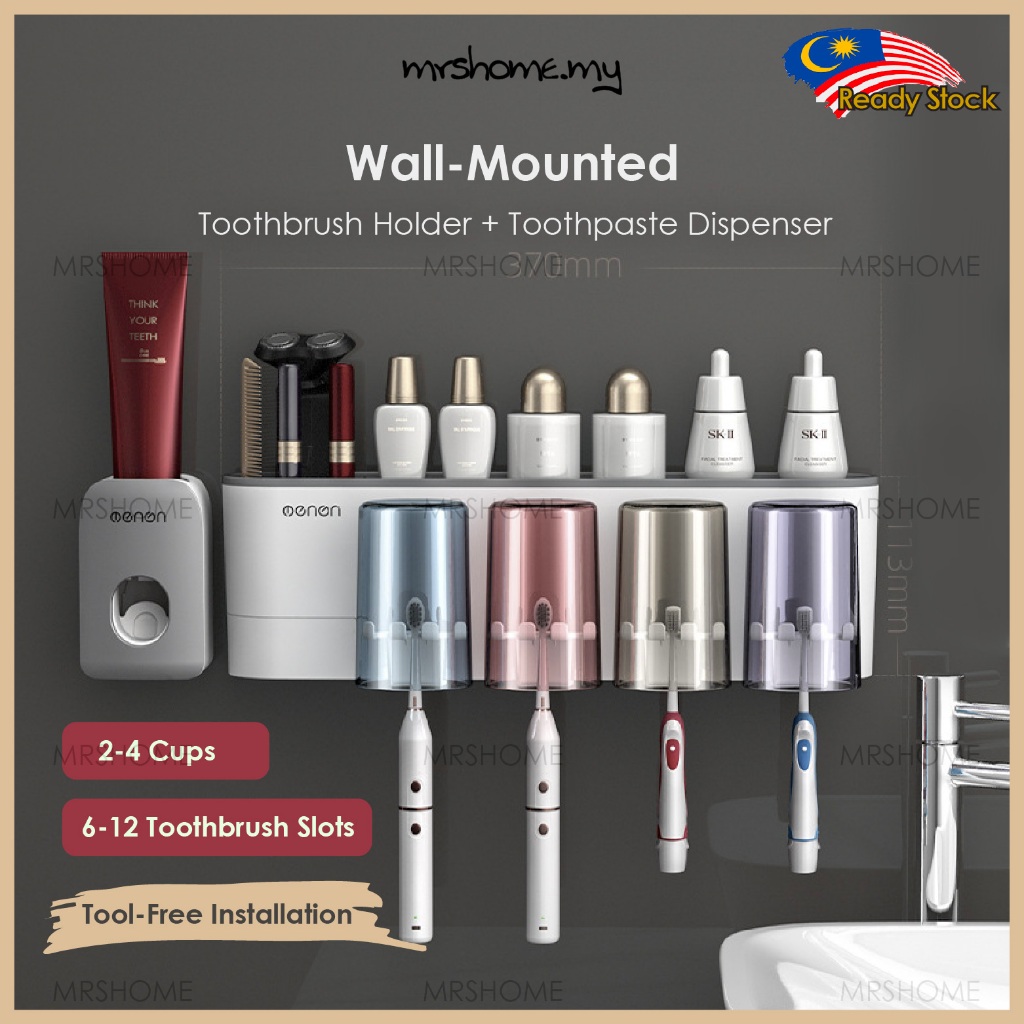 Wall Mounted Toothbrush Holder & Automatic Toothpaste Dispenser ...