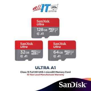 SanDisk Ultra A1 Class 10 microSD™ for Smartphone & Tablets Memory Cards - (32GB/64GB/128GB) Max Read: 140MB/s