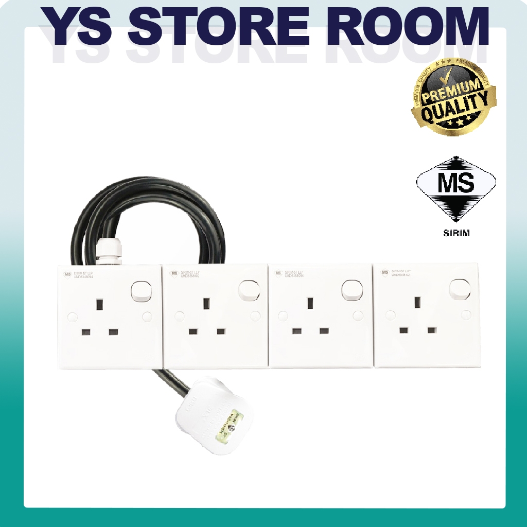 (SIRIM) Heavy Duty Extension Wire Extension Plug FULL COPPER WIRE 4 Way