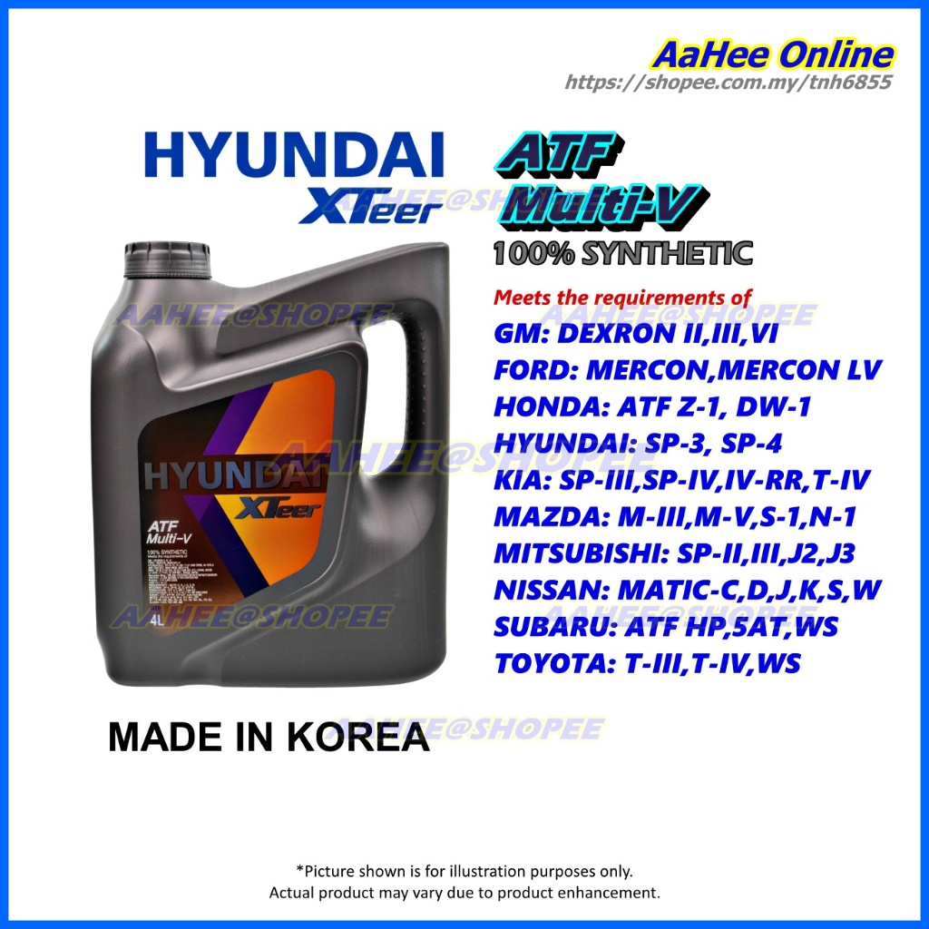 4L XTeer ATF Multi-V 100% Synthetic HYUNDAI/KIA SP3 SP4 MITSUBISHI SP ...