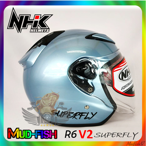 TOPI KELEDAR NHK R6 V2 SUPERFLY HELMET (ZEPHYR WHITE GLOSSY) | Shopee ...