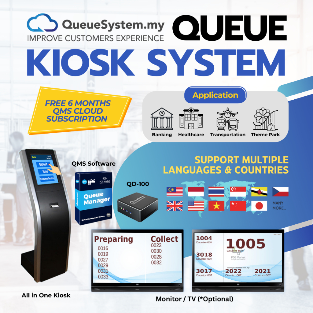 Sistem Kiosk Giliran QMS POSMarket Malaysia Stok Sedia Ada (QMS Queue ...