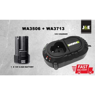 J E WORX BATTERY PACK WA3506 CHARGER WA3713 12V 2.0AH BATTERY 12V