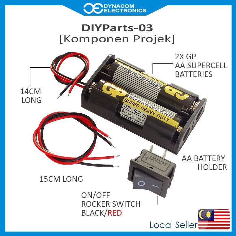 DIYParts-03 AA Battery x 2 AA Battery Holder x1 Rocker Switch x 1 ...