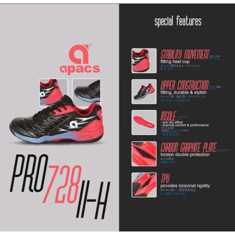 APACS PRO 728 Badminton Shoes ( Free Sock and Shoe bag) | Shopee Malaysia