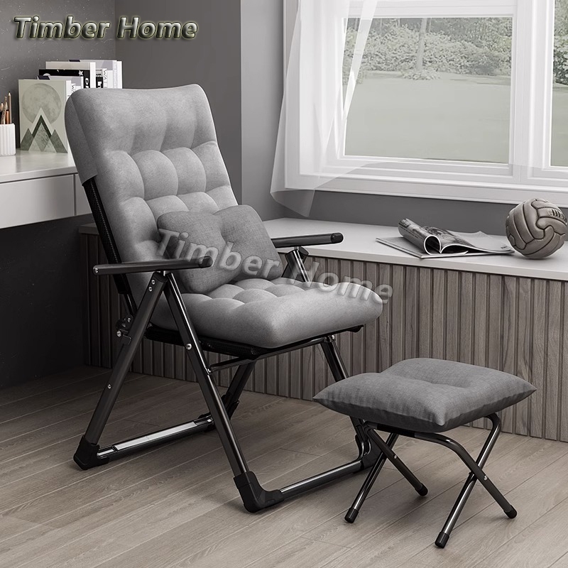 Timber minimalist folding chair bedroom study chair adjustable lounge ...