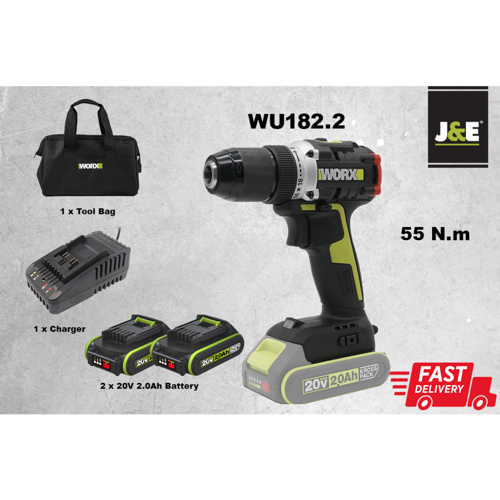 NEW MODEL WORX Professional WU182 20V 55N.m 2100r min Brushless