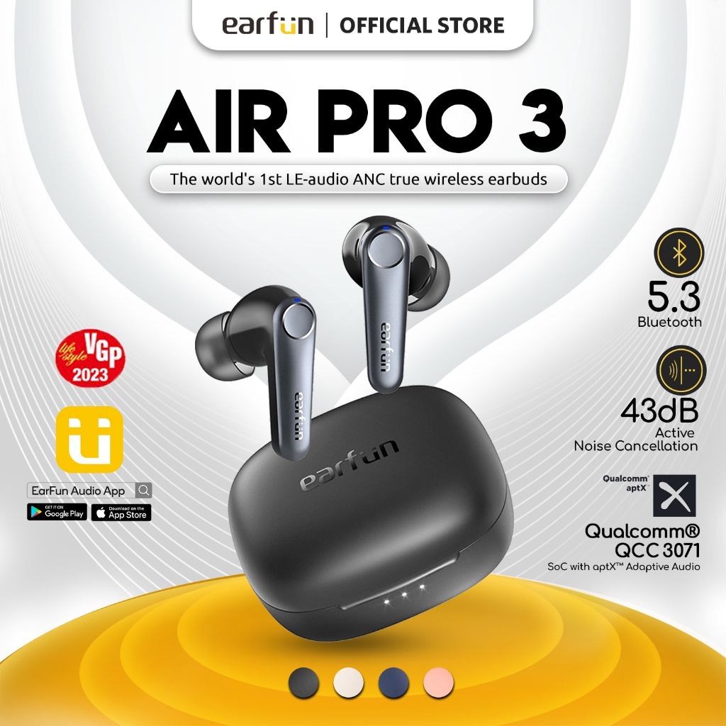 EarFun Air Pro 3 Hybrid Noise Cancelling Bluetooth 5.3 True Wireless ...