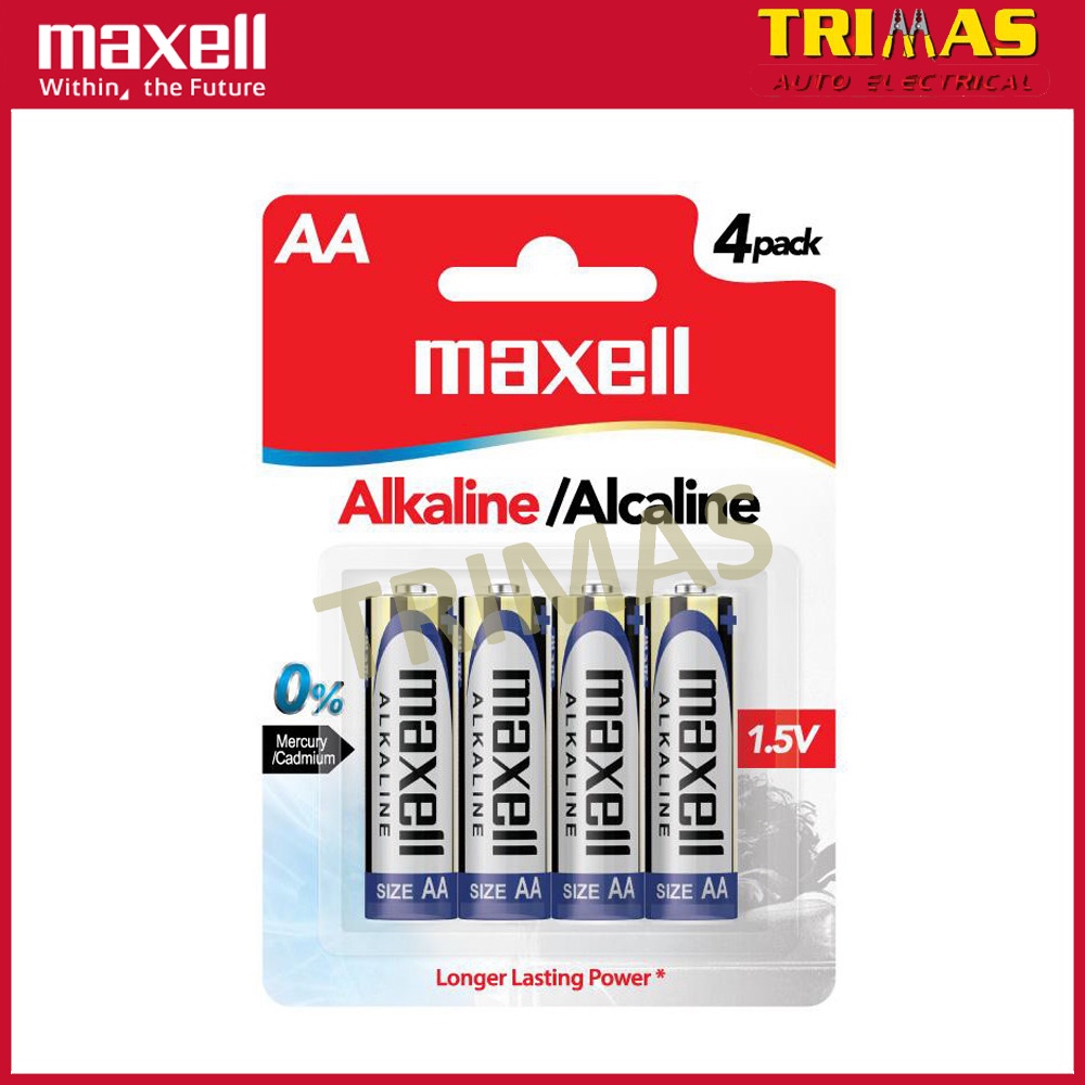 Maxell AA LR6(GD) 1.5V Alkaline Battery 0% Mercury and Cadmium (40  Batteries)