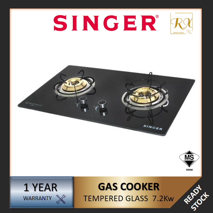 [BUBBLE WRAP] SINGER TABLETOP GAS COOKER GLASS GH202G DOUBLE BURNER GAS
