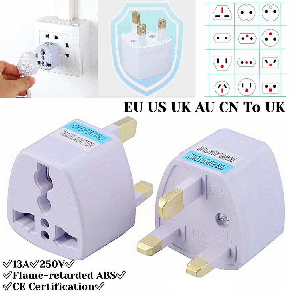 🇲🇾 UK Type 3Pin Universal Travel Converter Adapter Plug Socket | Shopee ...