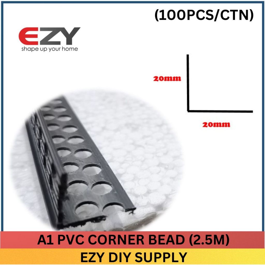(100PCS/CTN) PVC Corner Bead A1 [Skim Coat/Plaster/Cement/Simen] 2.2M