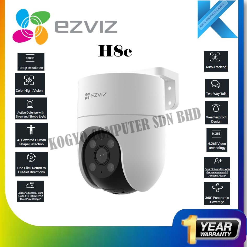 EZVIZ H8c 1080P / H8c 2K 4MP WiFi Outdoor | Shopee Malaysia