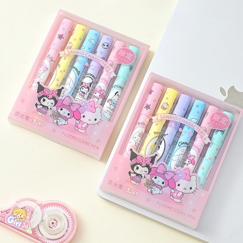 Cutie Highlighter Pen Kuromi Hello Kitty Melody Cinnamoroll Pompompurin ...