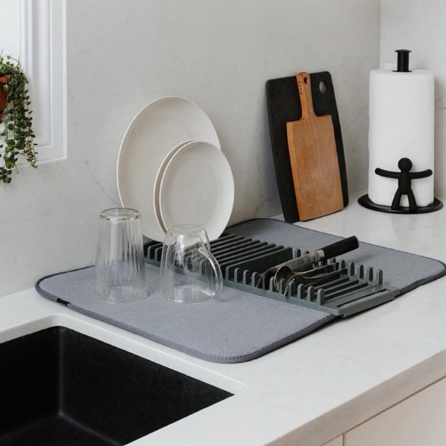 [READYSTOCK] foldable dish drying mat with rack holder washable mat for ...