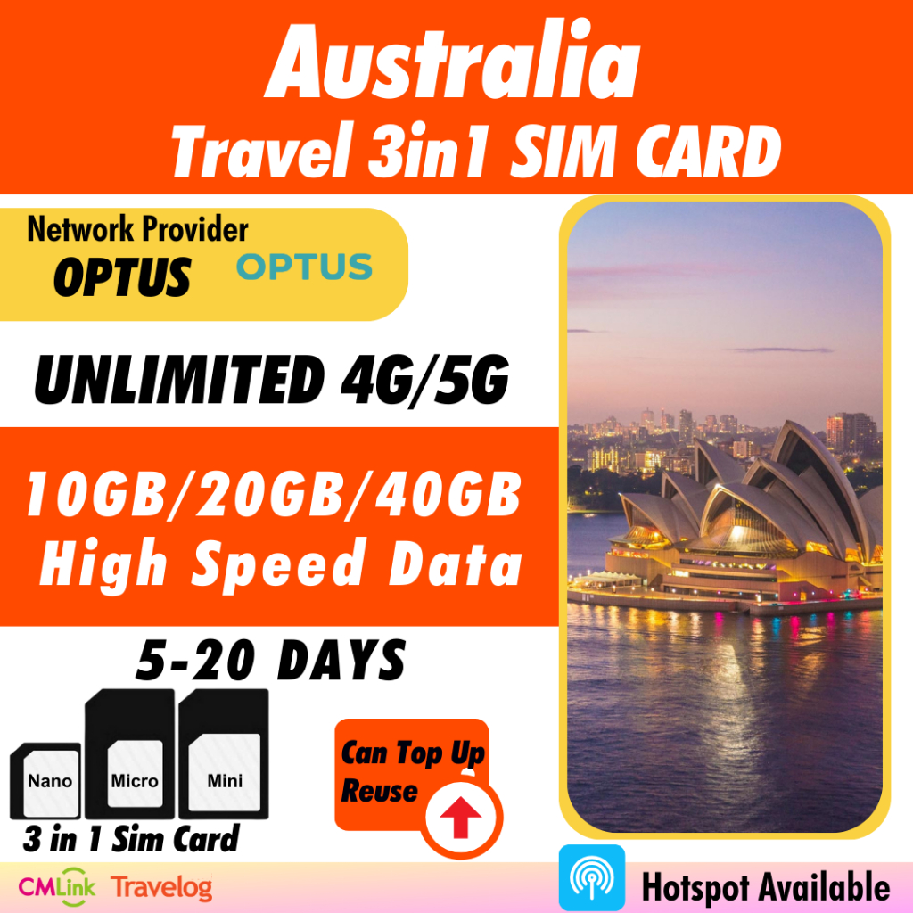 [Australia Physical SIM] [520 Days] High Speed Unlimited Data 4G