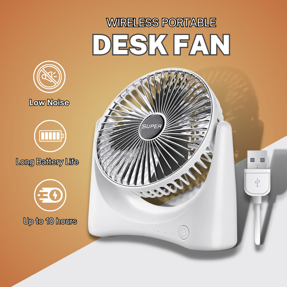 Kipas Portable Table Fan USB Rechargeable Adjustable Battery Office ...