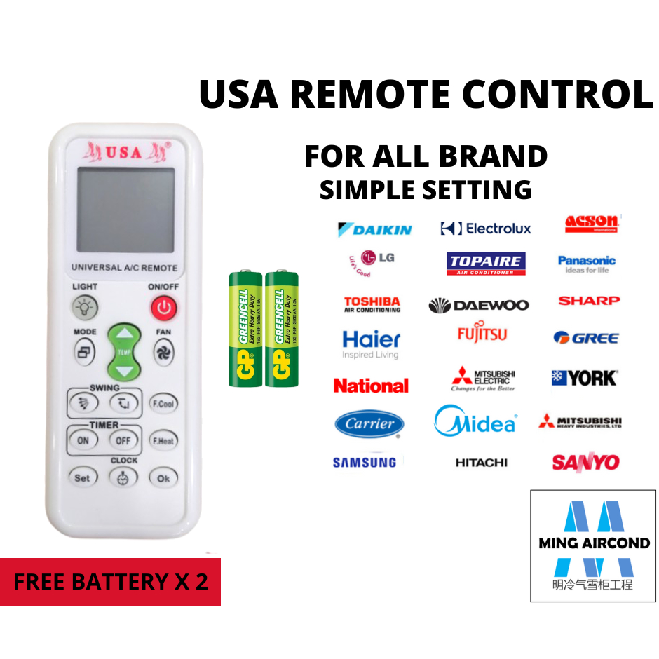 USA Universal Aircond remote control Multi remote control [FOC Battery ...