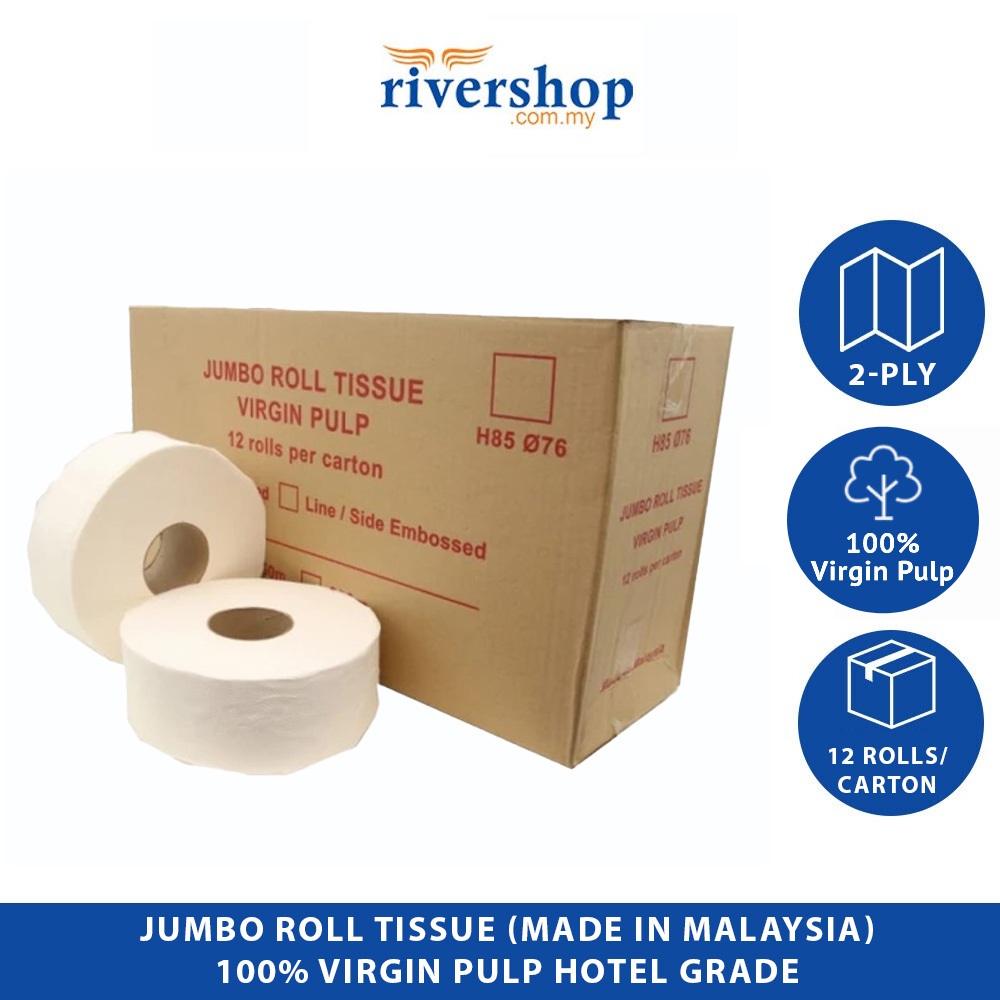 Jumbo roll tissue (made in Malaysia) 100 virgin pulp Hotel grade