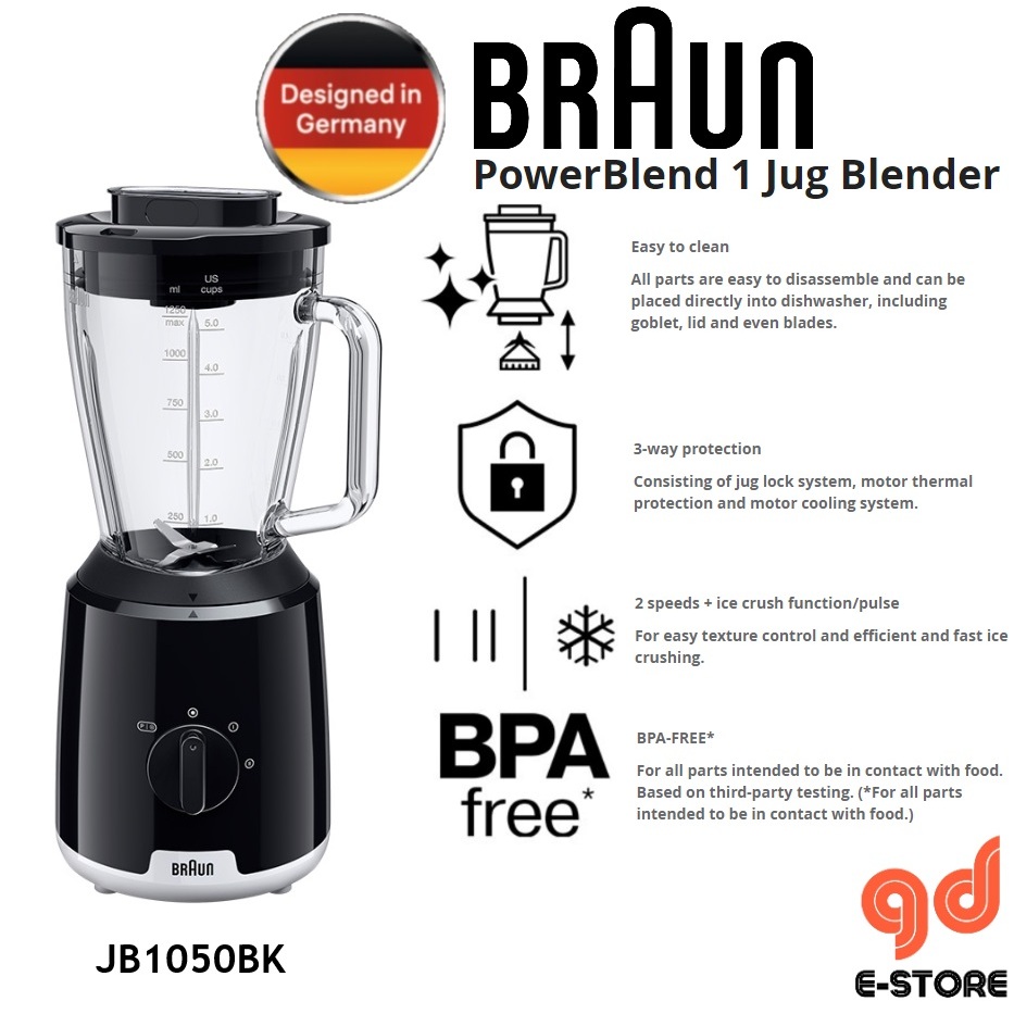 Braun PowerBlend 1 Glass Jug Blender JB1050BK | Shopee Malaysia