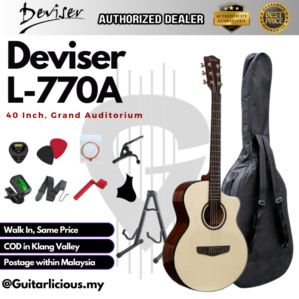 Deviser 40 inch Grand Auditorium Acoustic Guitar L-770A ( L770A / L 770 ...