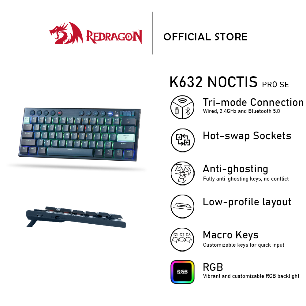 Redragon K632 Pro SE Noctis PRO Wireless Low Profile Mechanical