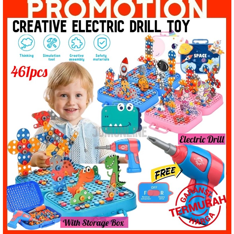 ~Ship From KL~461pcs Building Blocks Children Electric Drill Toy Set ...