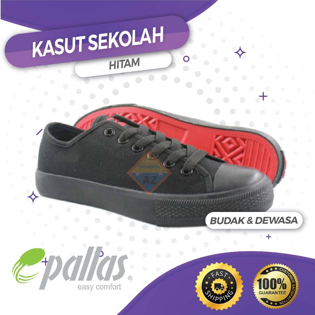 Kasut Sekolah Jenama Pallas X Kasut Hitam Bertali School Shoe Lace