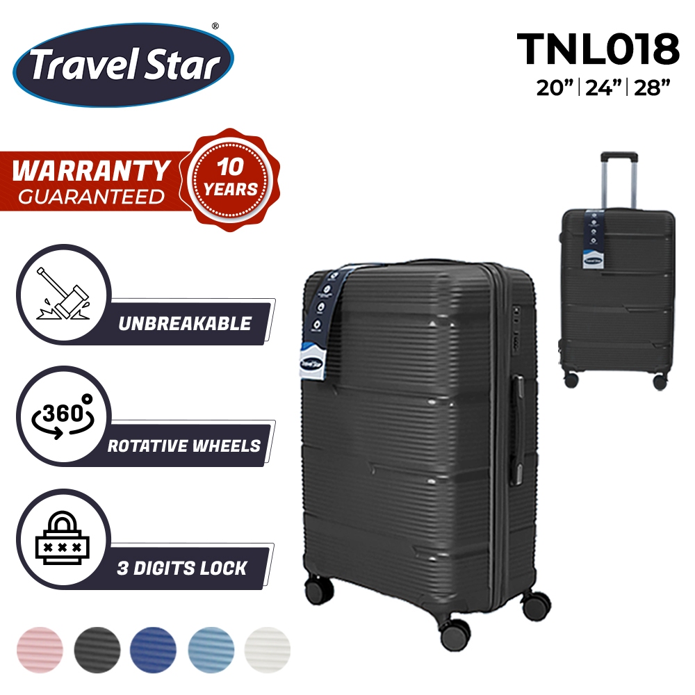 10 YEARS UNBREAKABLE WARRANTY Travel Star TNL018 Signature Unbreakable Polypropylene PP Luggage Bag Bagasi Tahan Lasak Shopee Malaysia