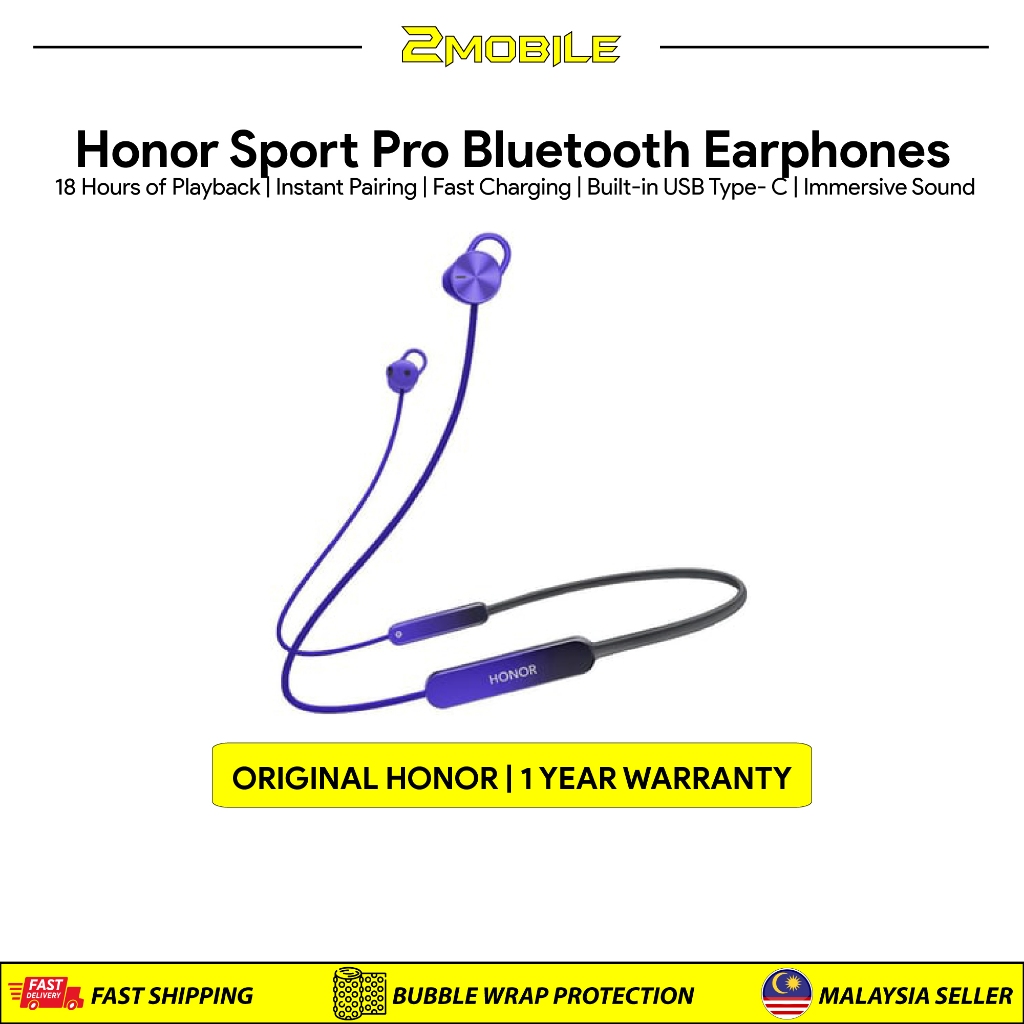 (ORI) Honor Sport Pro Bluetooth Earphone Earbud (18 Hours Battery Life ...