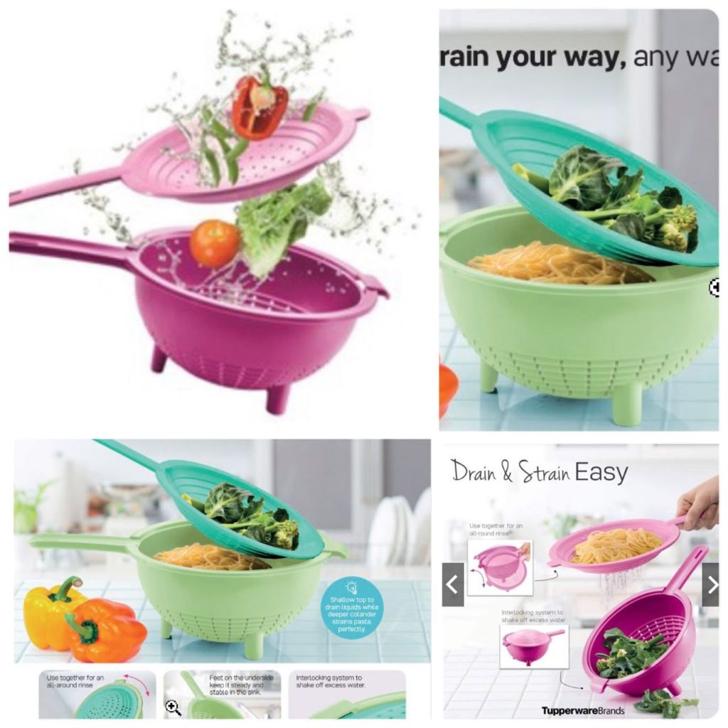 Double Colander, Strainer, Wash & Strain Tupperware, Penapis Tupperware