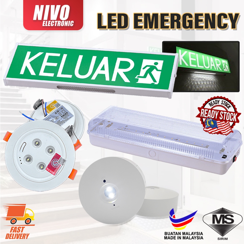 LED Emergency Downlight SMD LED Emergency Light White Recessed Type Surface Type Keluar Sign