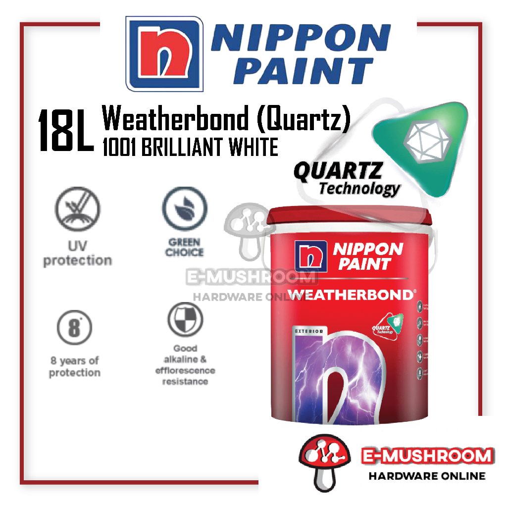 18L Nippon Paint Weatherbond 1001 Brilliant White Shopee Malaysia