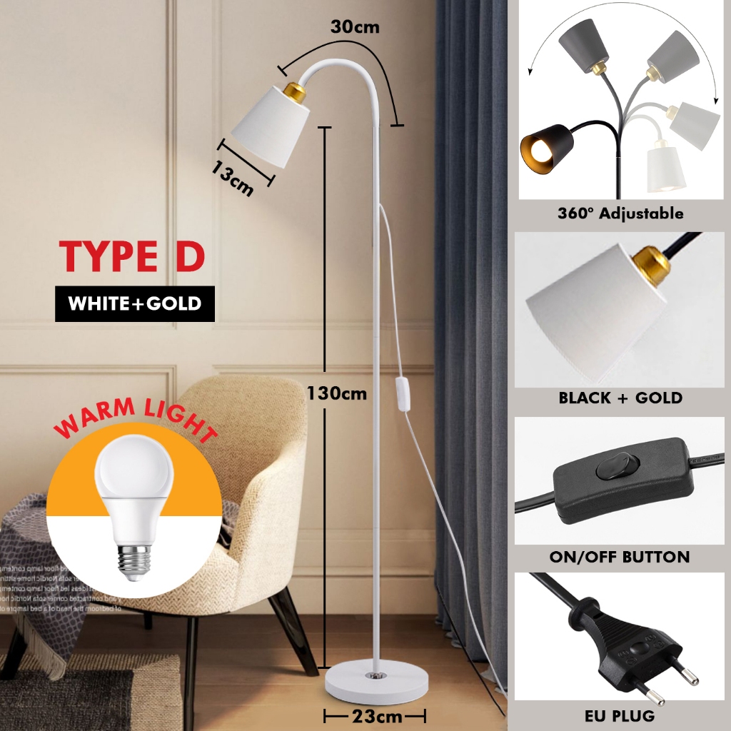 Modern Nordic Style LED Floor Lamp Light Lampu Lantai Stand Shade For Living Room Bedroom Shopee Malaysia