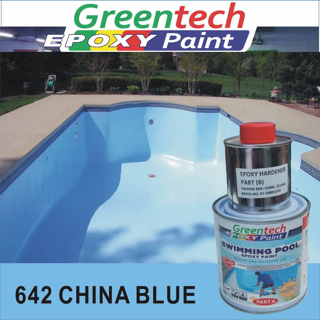 642 CHINA BLUE ( 5L ) Swimming Pool Epoxy Paint, Cat Kolam High ...