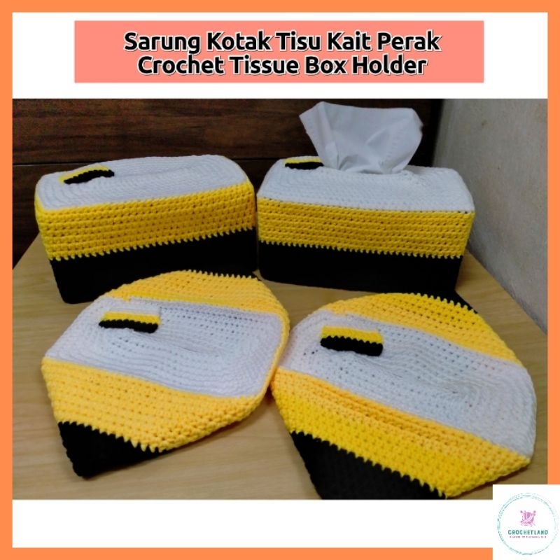 Sarung Kait Kotak Tisu Bendera Perak Limited Edition Crochet Tissue Box Handmade Perak Flag 0264