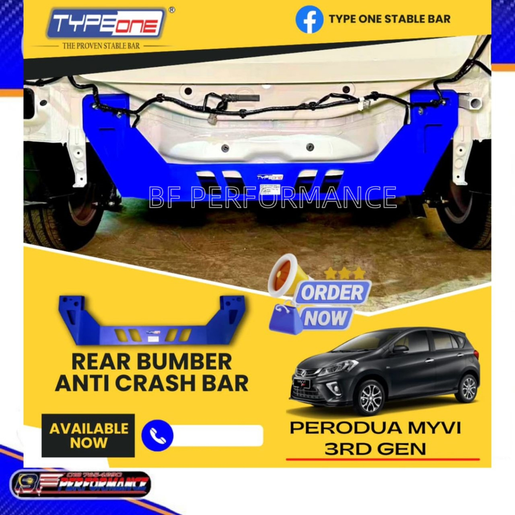 TYPE ONE PERODUA MYVI 3RD GEN REAR BUMPER ANTI CRASH BAR SAFETY BAR ...