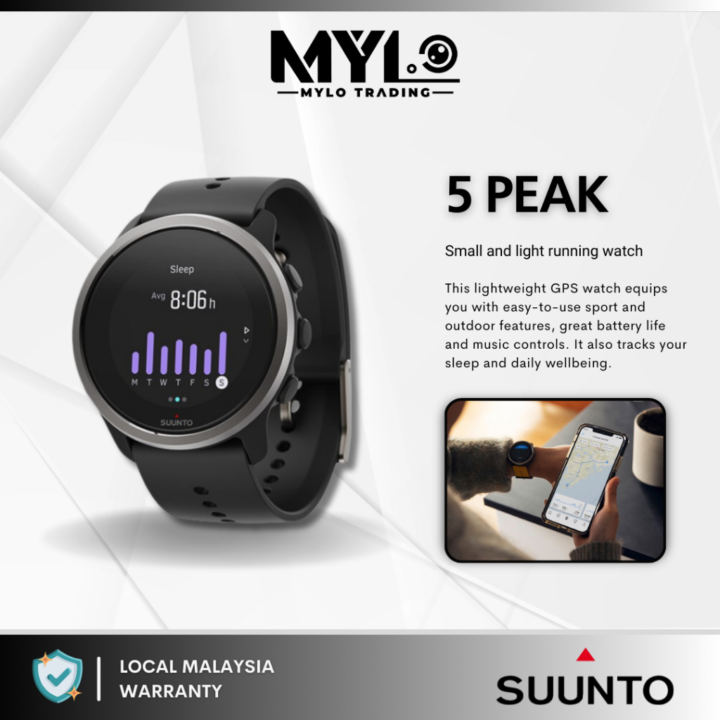 Suunto 5 Peak, Lightweight, Compact GPS Sports Watch, 100 Hours