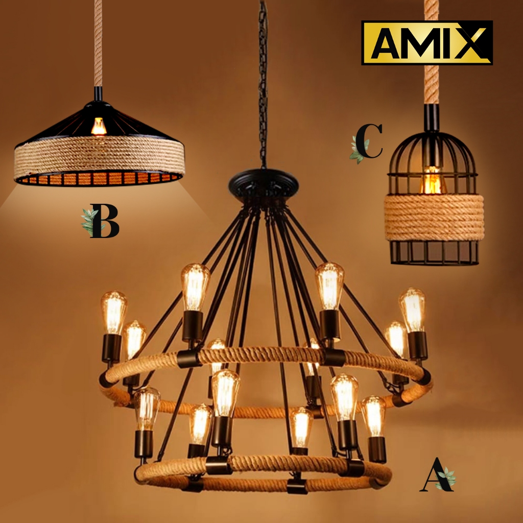 Retro Loft Vintage Rope Designer Industry Design Lamp | Shopee Malaysia