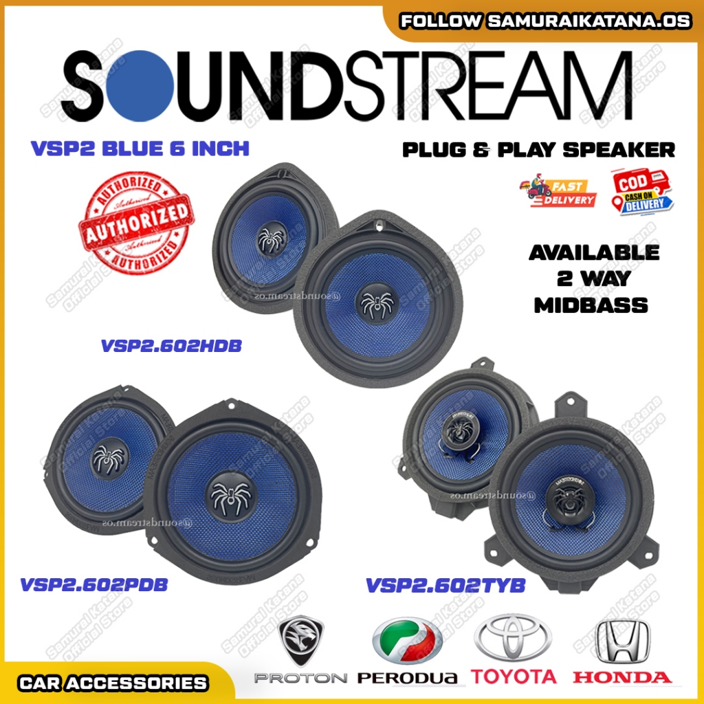 100% Original SOUNDSTREAM VSP2 Blue Series 2 Way / MidBass - Plug&Play ...