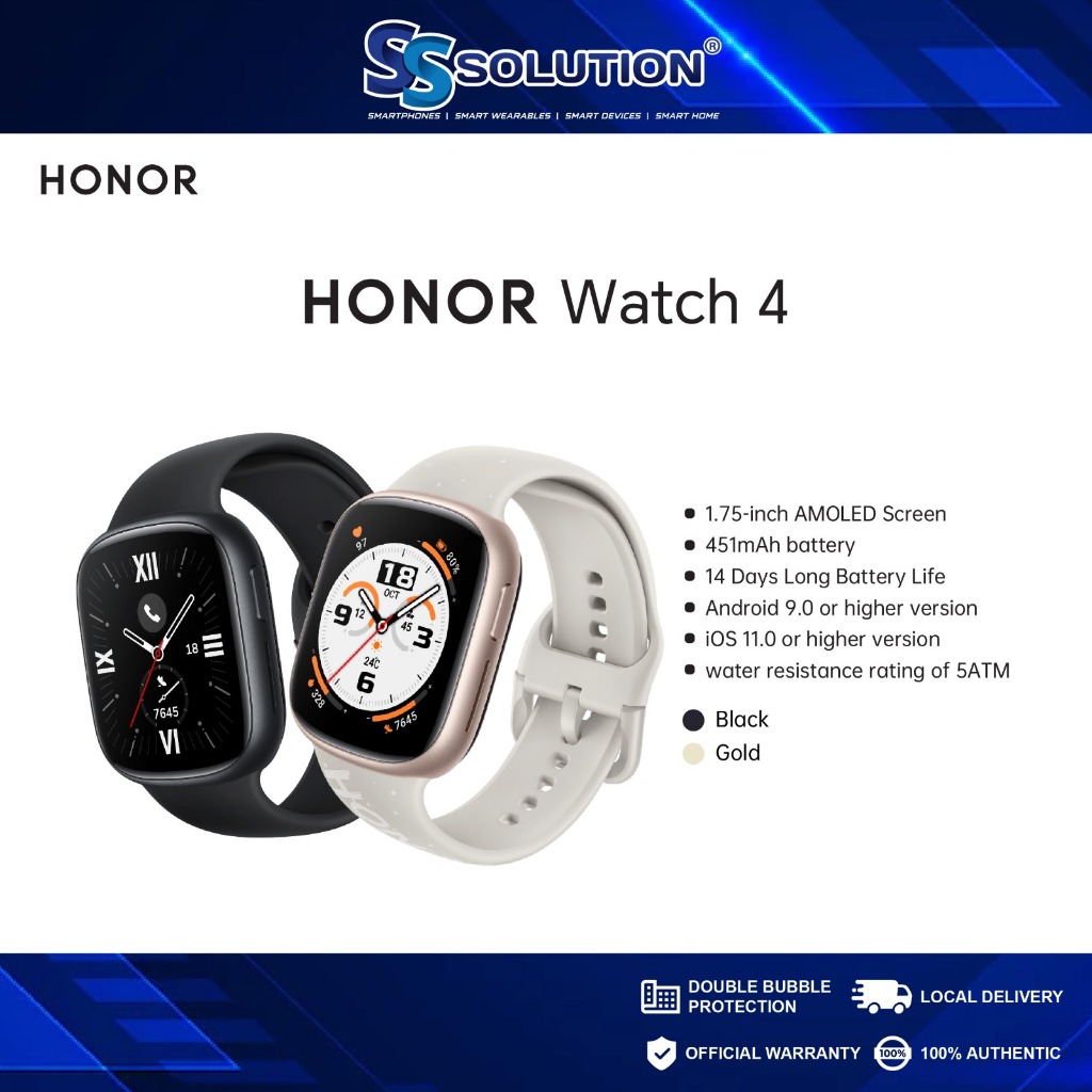 Honor Watch 4 With 1.75-Inch AMOLED Display, e-SIM Support