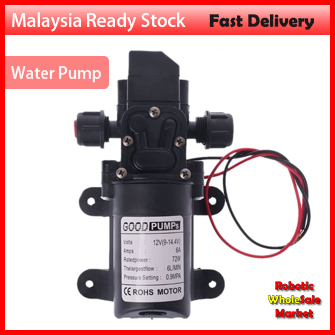 6LMin Water High Pressure Diaphragm Self Priming Pump 70W,DC 12V,6A,130PSI, Portable Self Priming Pump Electric Water Hi